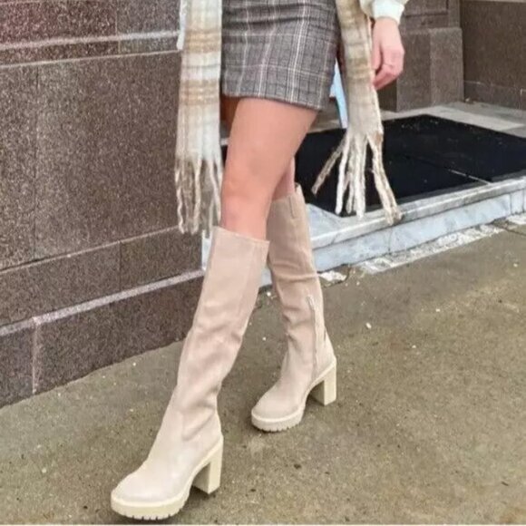 Dolce Vita Tall Leather Boots, 7.5W, Beige Suede, Wide Calf, WAS $250 *NEW!* - Picture 6 of 10